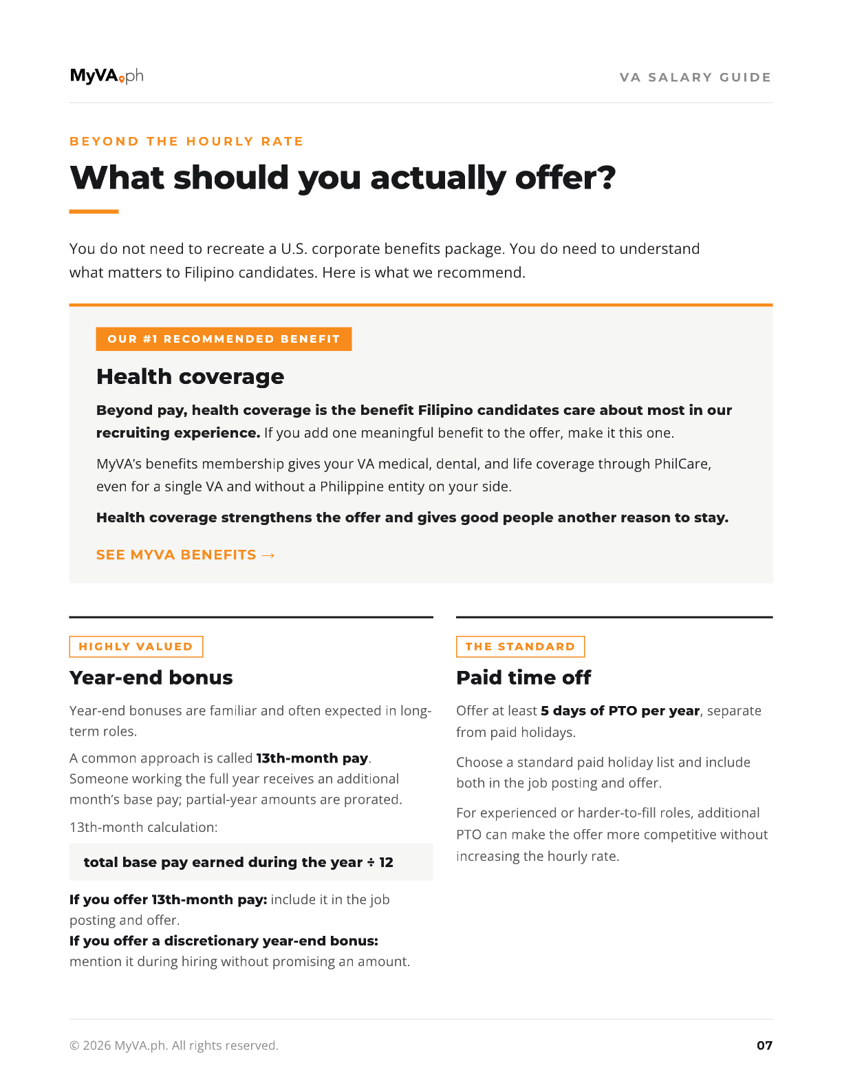 Page 7 of the guide, on what to offer beyond the hourly rate